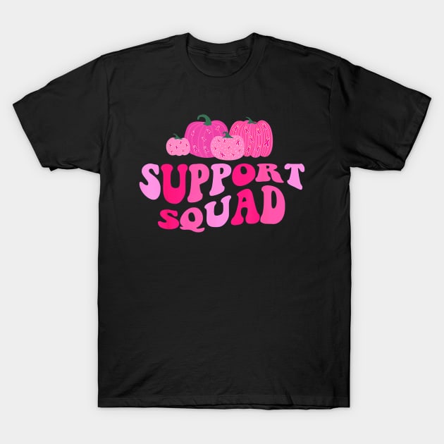 Groovy Support Squad Pumpkins Fall Breast Cancer Awareness T-Shirt by everetto